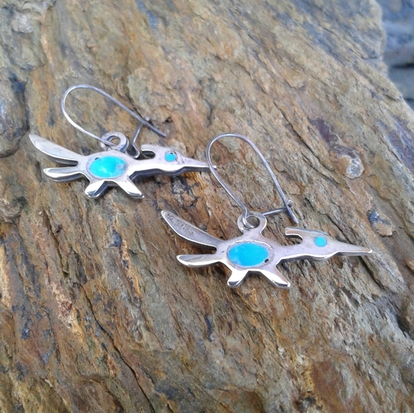 Sterling Silver Vintage Roadrunner EARRINGS - Picture 2 of 7